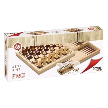 3 JEUX ECHECS DAMES BACKGAMMON